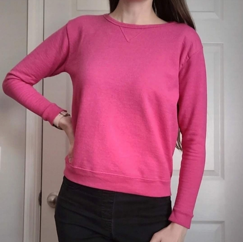 Hanes Pink Women's EcoSmart Crew Sweatshirt Size S